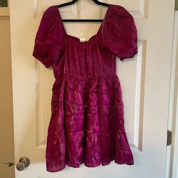 Heart & Heels fuchsia shocked mini dress with a sweetheart neckline size medium - Picture 12 of 16
